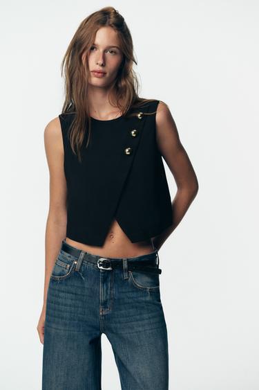 JEAN Z1975 CULOTTE TAILLE HAUTE CEINTURE - Bleu de Zara - Image 3