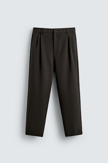 WASHABLE + QUICK DRY PLEATED SUIT TROUSERS - Brown by Zara