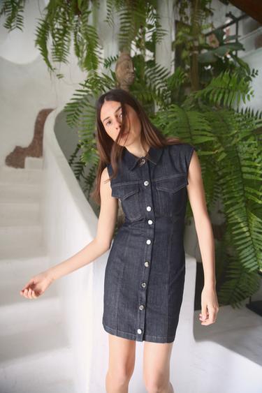 Z1975 DRAPED MINI DENIM DRESS - Blue by Zara