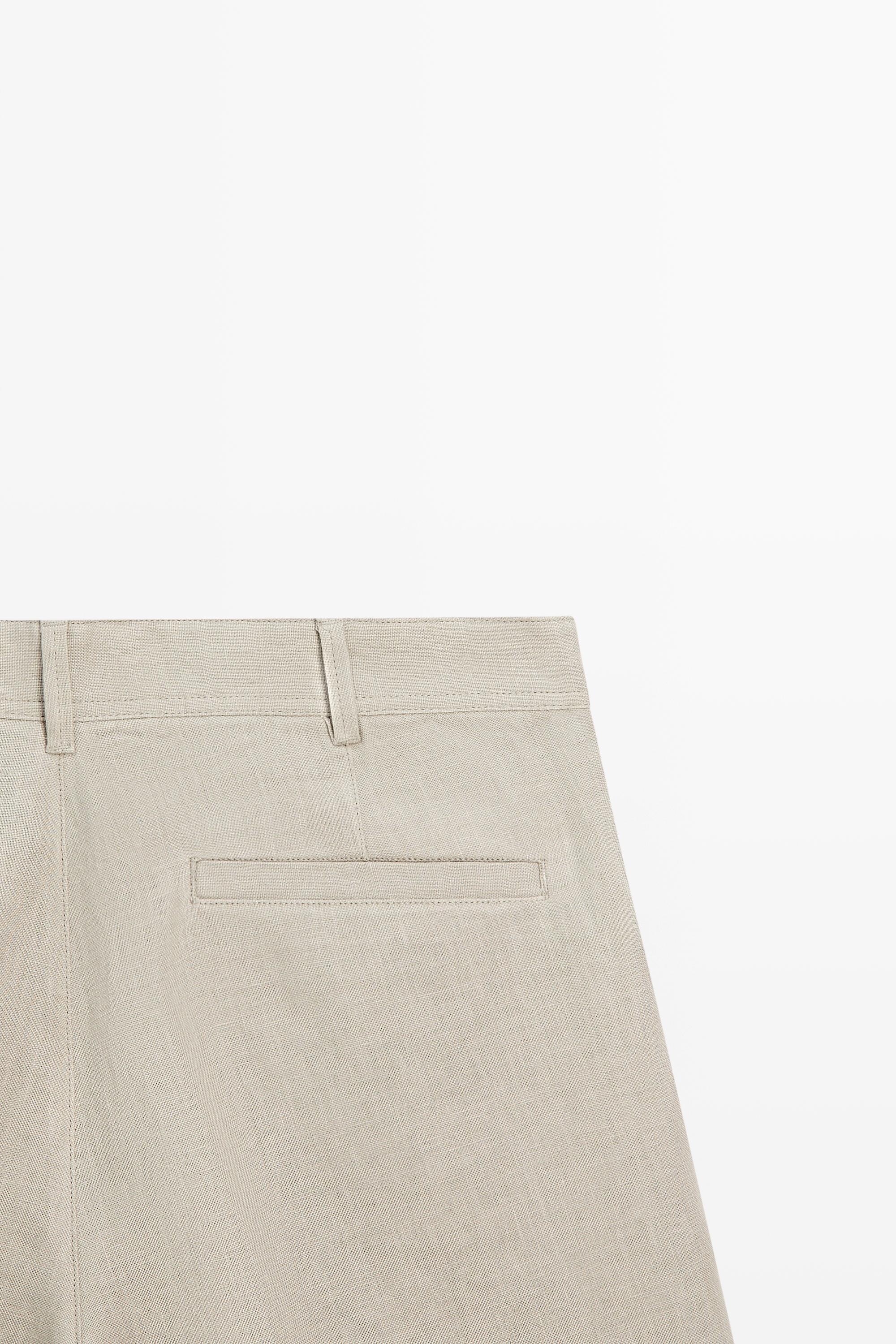 100% linen short Bermuda shorts