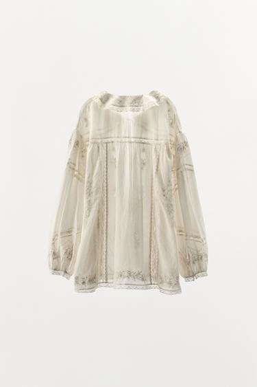 LIMITED EDITION EMBROIDERED FLORAL SHIRT - Oyster-white by Zara - Image 2