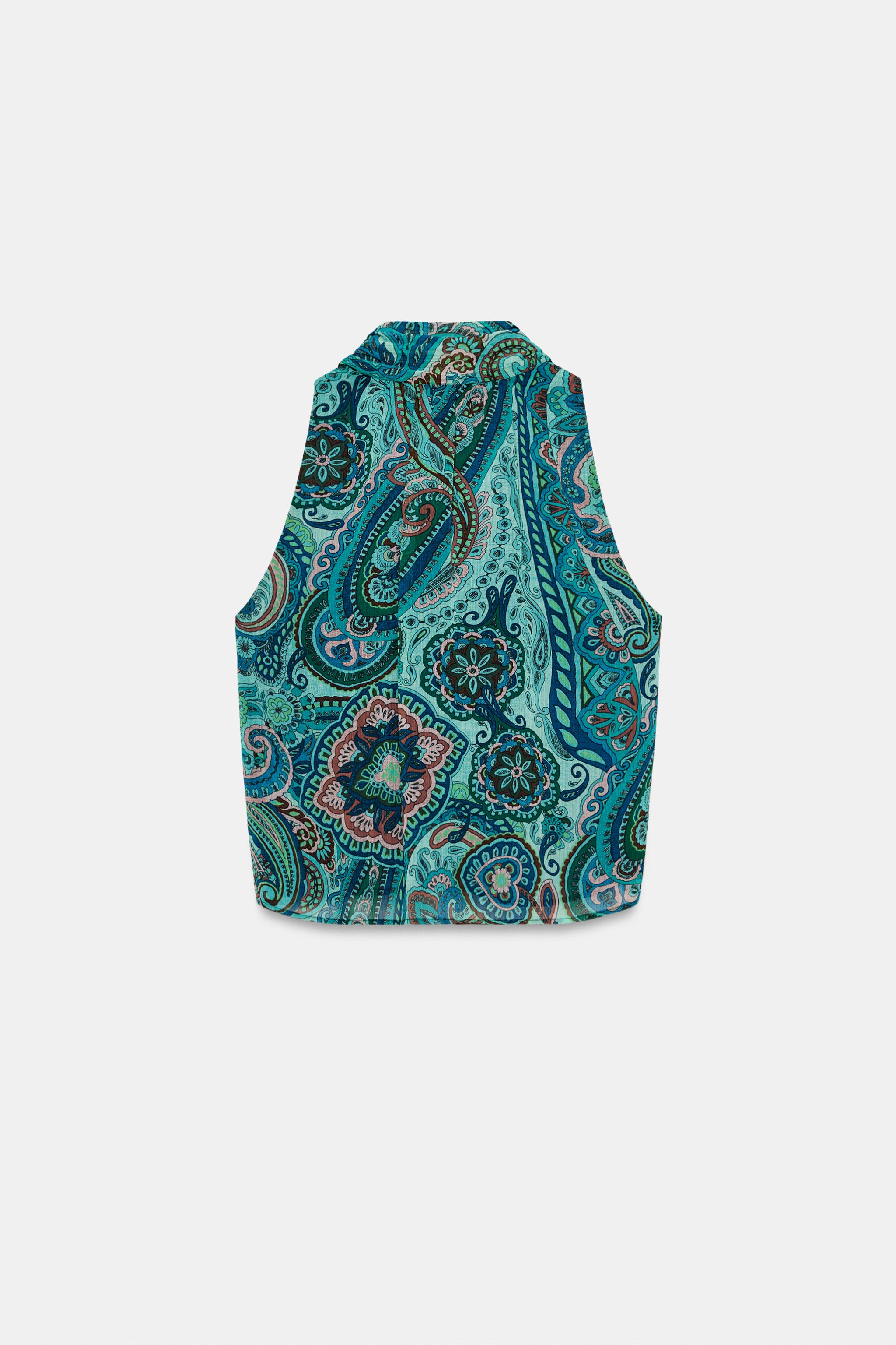 Женские рубашки Zara BOW PRINT TOP — фото 8