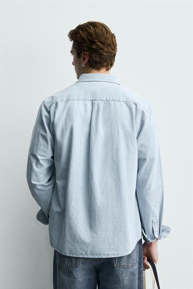 WASHED DENIM SHIRT - Sky blue by Zara - Image 2