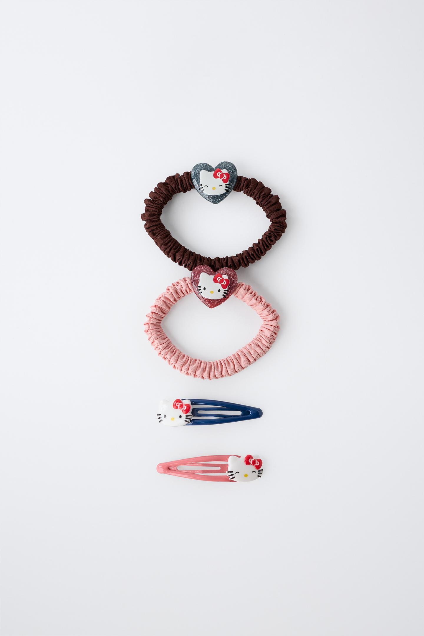 Детские аксессуары для волос Zara Hello Kitty © Sanrio Hair Tie and Clip 4-PACK, цвет: Красный — фото 1