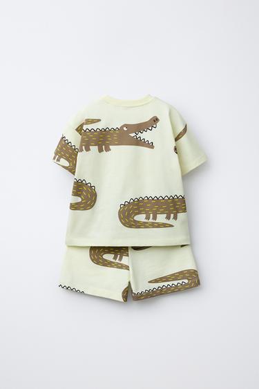 CROCODILE PRINT T-SHIRT AND BERMUDA SHORTS SET - Yellow by Zara - Image 1