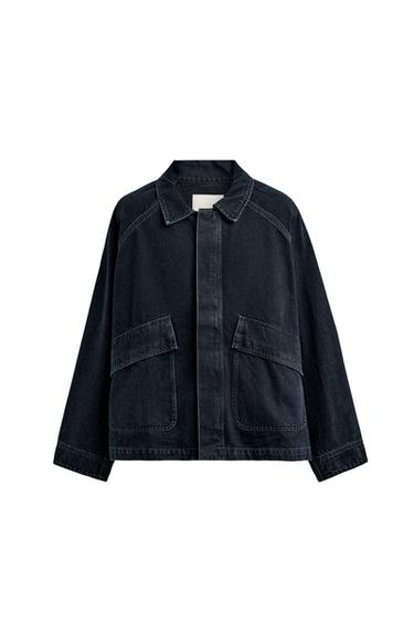 JAQUETA DENIM BOLSOS - Azul-marinho-escuro da Zara