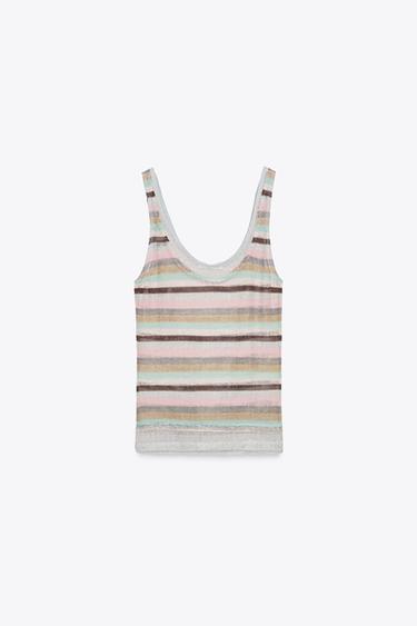 STRIPED METALLIC THREAD TOP - Multicoloured by Zara - Image 4