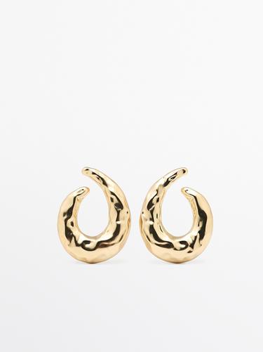 Zara Textured hoop earrings - Golden - Image 0