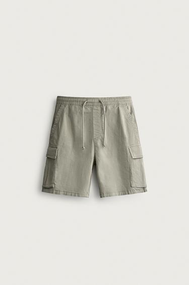 FADED RELAXED FIT CARGO BERMUDA SHORTS - Khaki by Zara