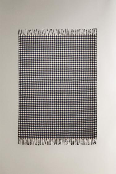 SOFT GINGHAM CHRISTMAS THROW - Blue by Zara - Image 0