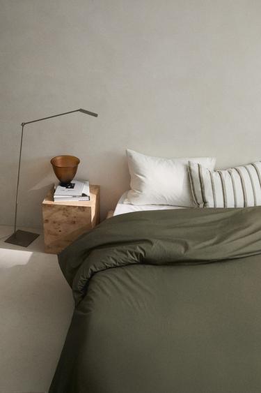 Zara PERCALE COTTON DUVET COVER (300 THREAD COUNT) - Green