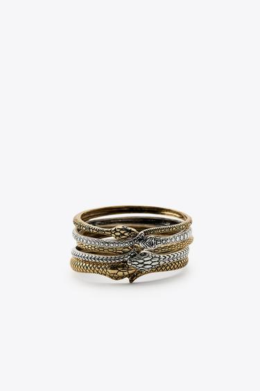 5 PACK OF SNAKESKIN PRINT BRACELETS - Gold / Silver by Zara