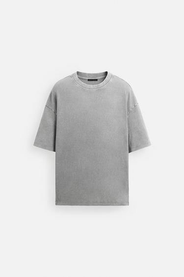 WASHED RELAXED FIT T-SHIRT - Greyish by Zara