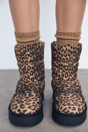 PLATFORM PADDED ANKLE BOOTS - Leopard by Zara - Image 0
