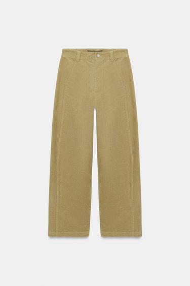 Zara CORDUROY BARREL PANTS - Light camel