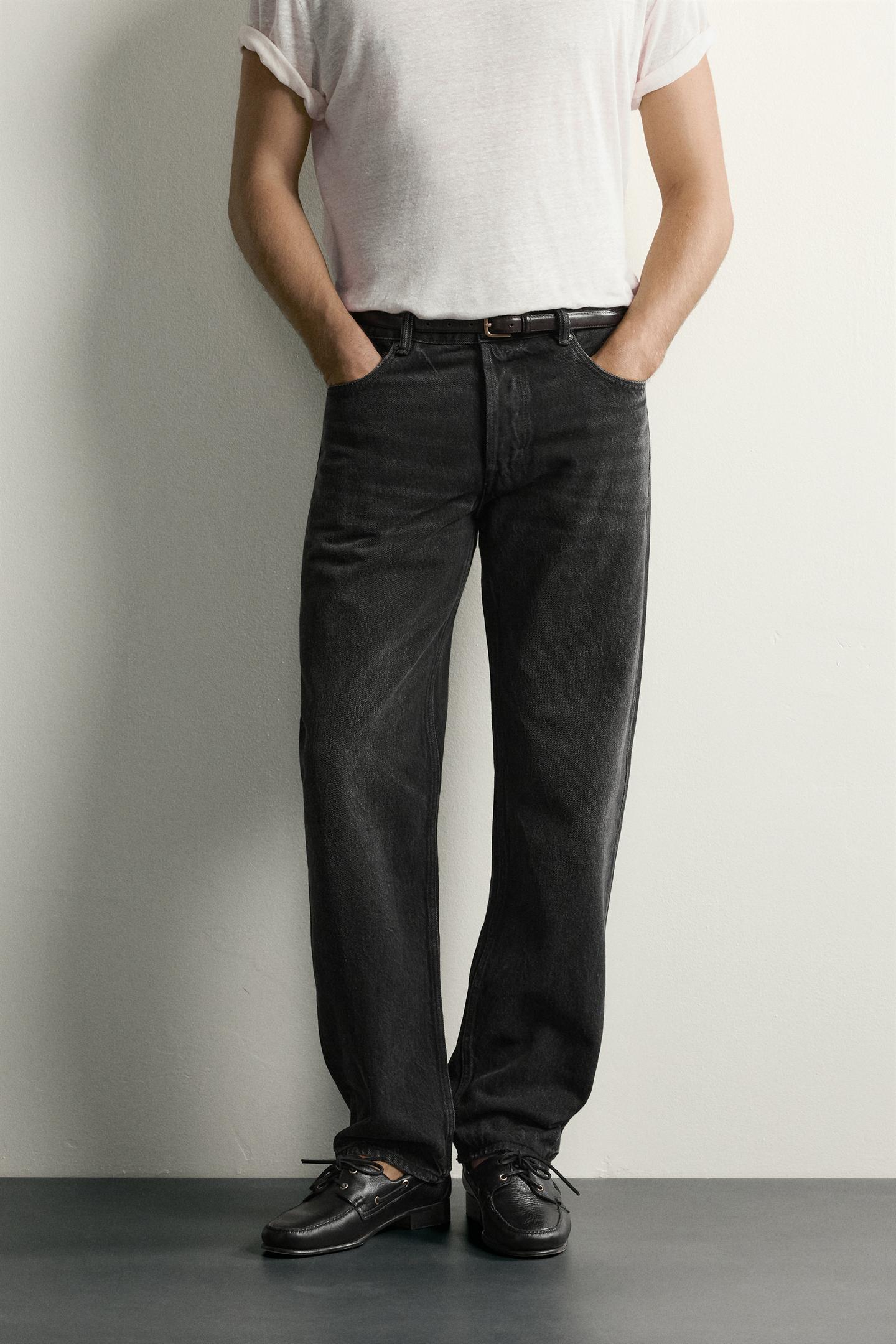 Мужские джинсы Zara Straight Fit, цвет: Угольный — фото 2