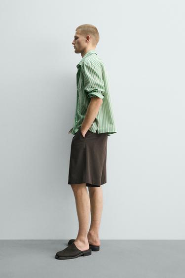 RELAXED FIT STRIPED SHIRT - Turquoise green by Zara - Image 3