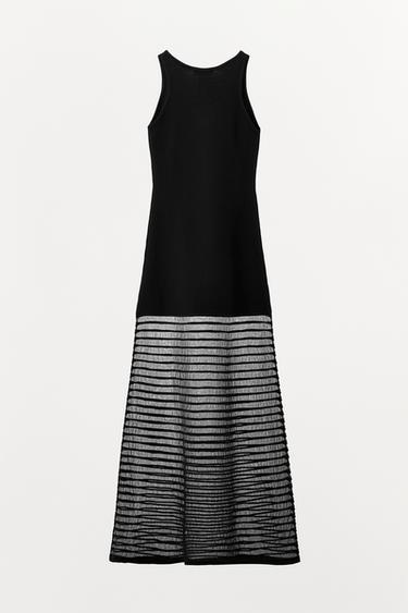 ROBE EN MAILLE BIMATIÈRE AVEC TULLE - Noir de Zara - Image 4