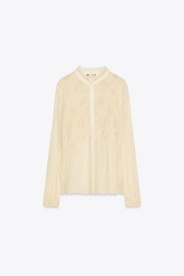 ZW COLLECTION BEADED EMBROIDERY BLOUSE - Ecru by Zara