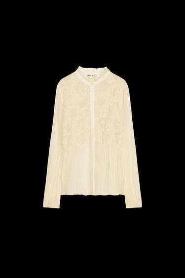 ZW COLLECTION BEADED EMBROIDERY BLOUSE - Ecru by Zara - Image 0