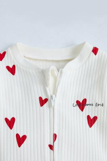 0-18 MOIS/ GRENOUILLÈRE À CŒURS - Écru de Zara - Image 2