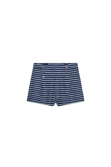 GESTREIFTE BERMUDASHORTS MIT LEINEN - Weiß / Blau von Zara - Bild 0