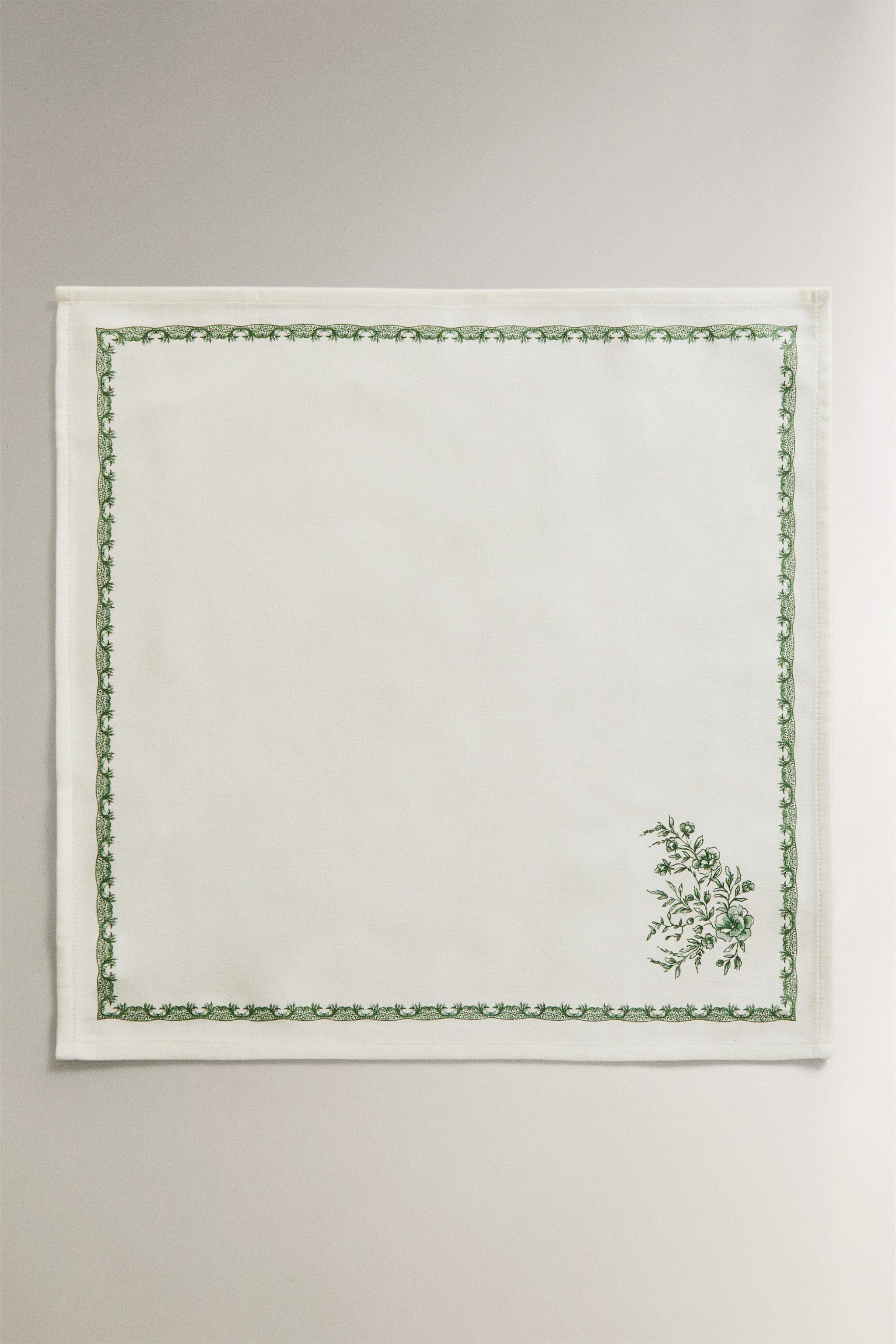 PACK OF FLORAL SATIN NAPKINS (PACK OF 2) — Greenish