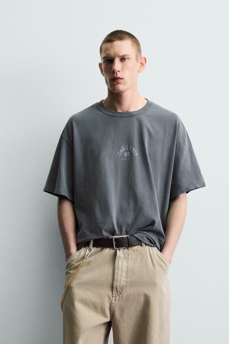 ZARA WASHED CONTRAST PRINT T-SHIRT
