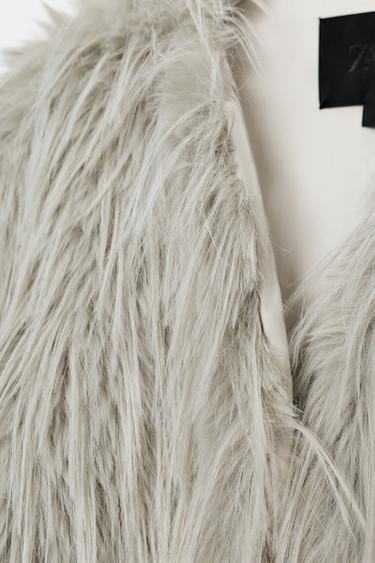 MANTEAU EFFET FOURRURE ZW COLLECTION - Gris clair de Zara - Image 12