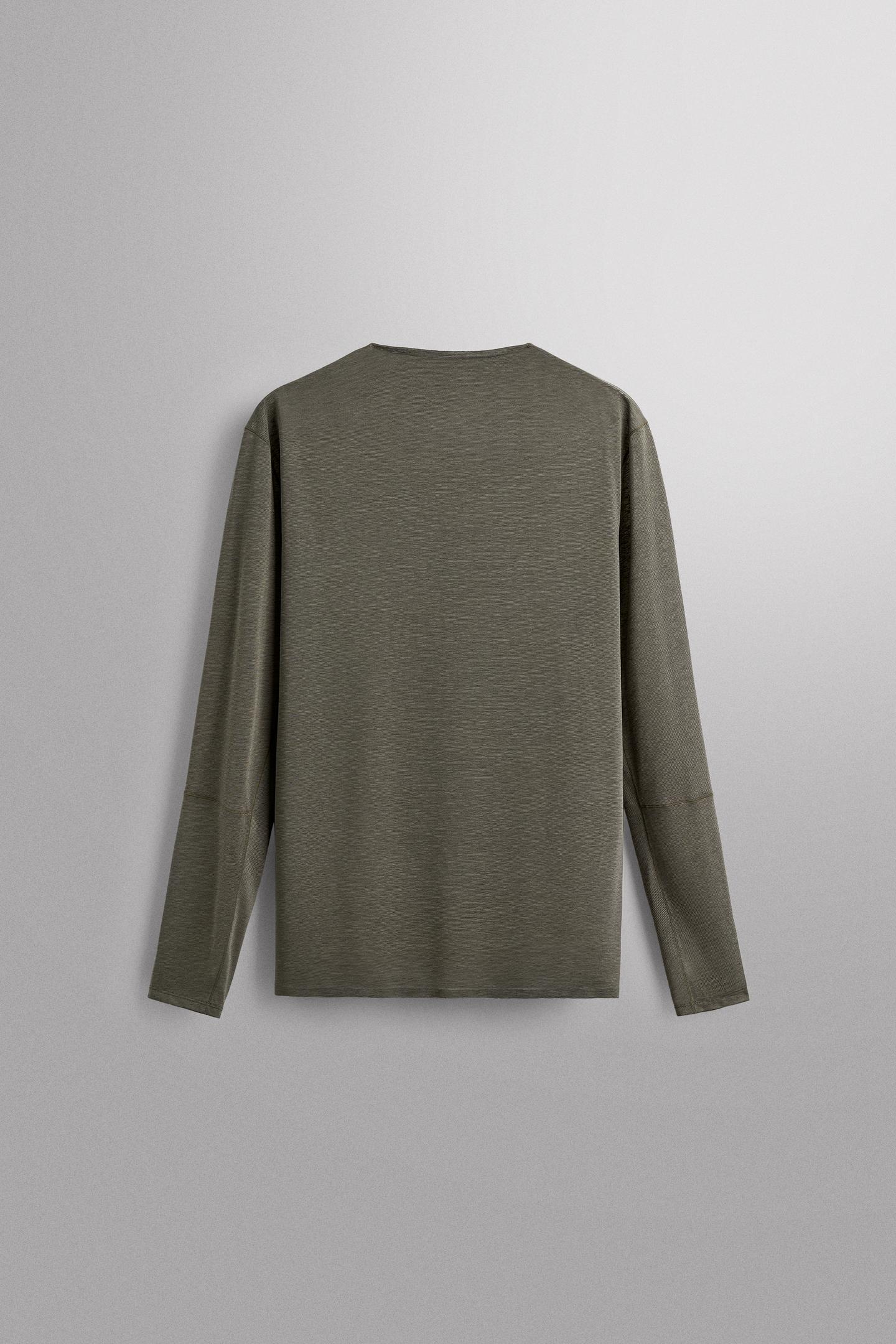 Мужская футболка Zara Lightweight Structured Running, цвет: Зелёный меланжевый — фото 9