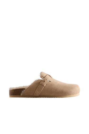 WARM LEATHER CLOGS - Beige by Zara