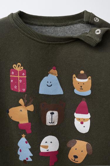 SWEATSHIRT WITH VARIOUS PRINTS - Dark green by Zara