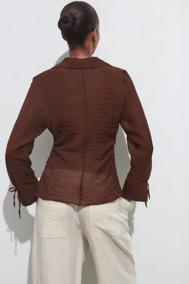 CREASED-EFFECT SHIRT - Brown by Zara - Image 4