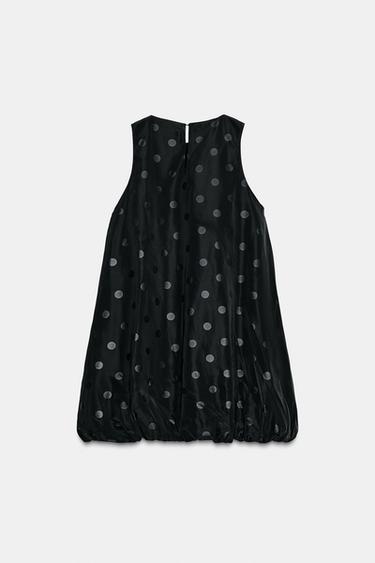 POLKA DOT PRINT BALLOON DRESS - Black by Zara