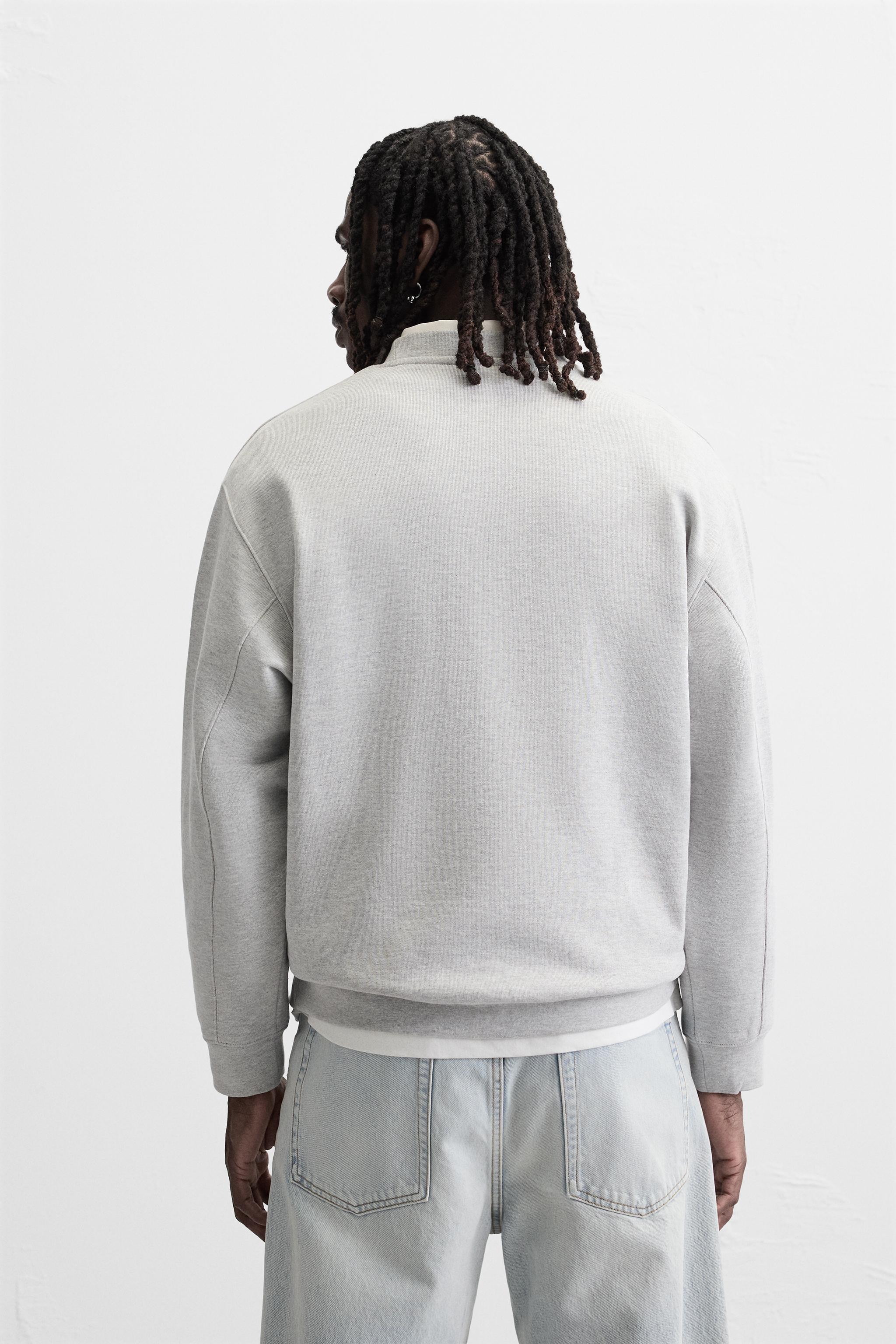 TEXT PATCH SWEATSHIRT - Gray marl | ZARA United States TEXT PATCH SWEATSHIRT - Gray marl | ZARA United States