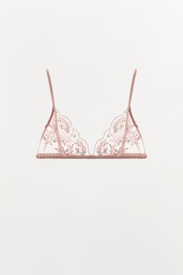 BRALETTE TULLE BRODERIES FLEURIES - Rose pastel de Zara - Image 3