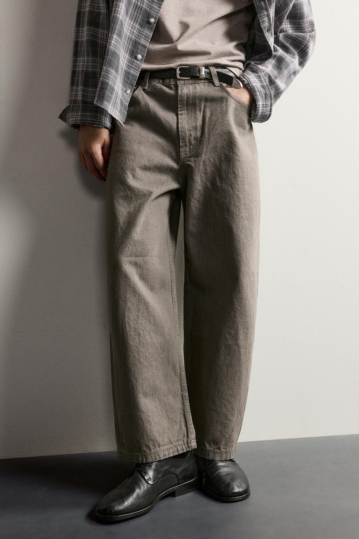 Мужские брюки Zara Wide Fit, цвет: Хаки — фото 5