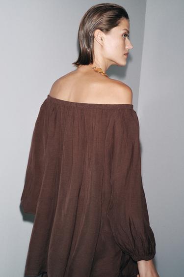 TOP DÉCOUPÉ AUX ÉPAULES ZW COLLECTION - Marron de Zara - Image 4