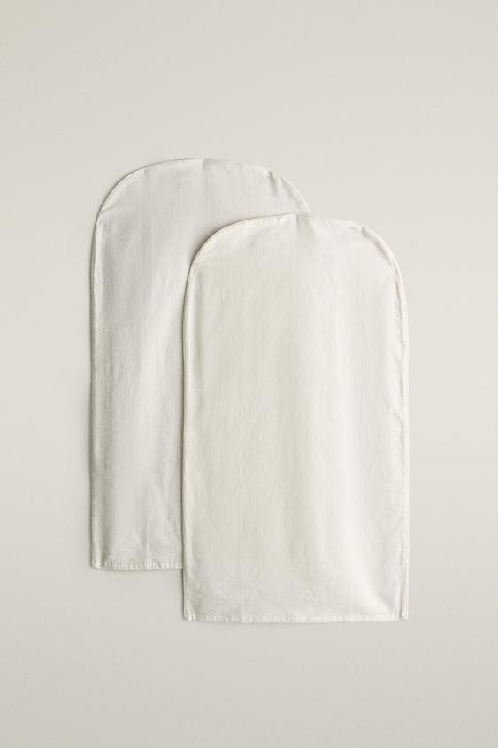 Zara SMALL LINEN AND COTTON WARDROBE COVER (PACK OF 2) - Light beige - Image 0