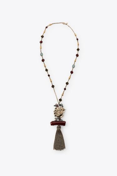 BIRD STONE LINK NECKLACE - Golden by Zara