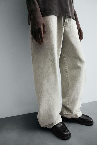 JEANS BALLOON FIT - Gris de Zara