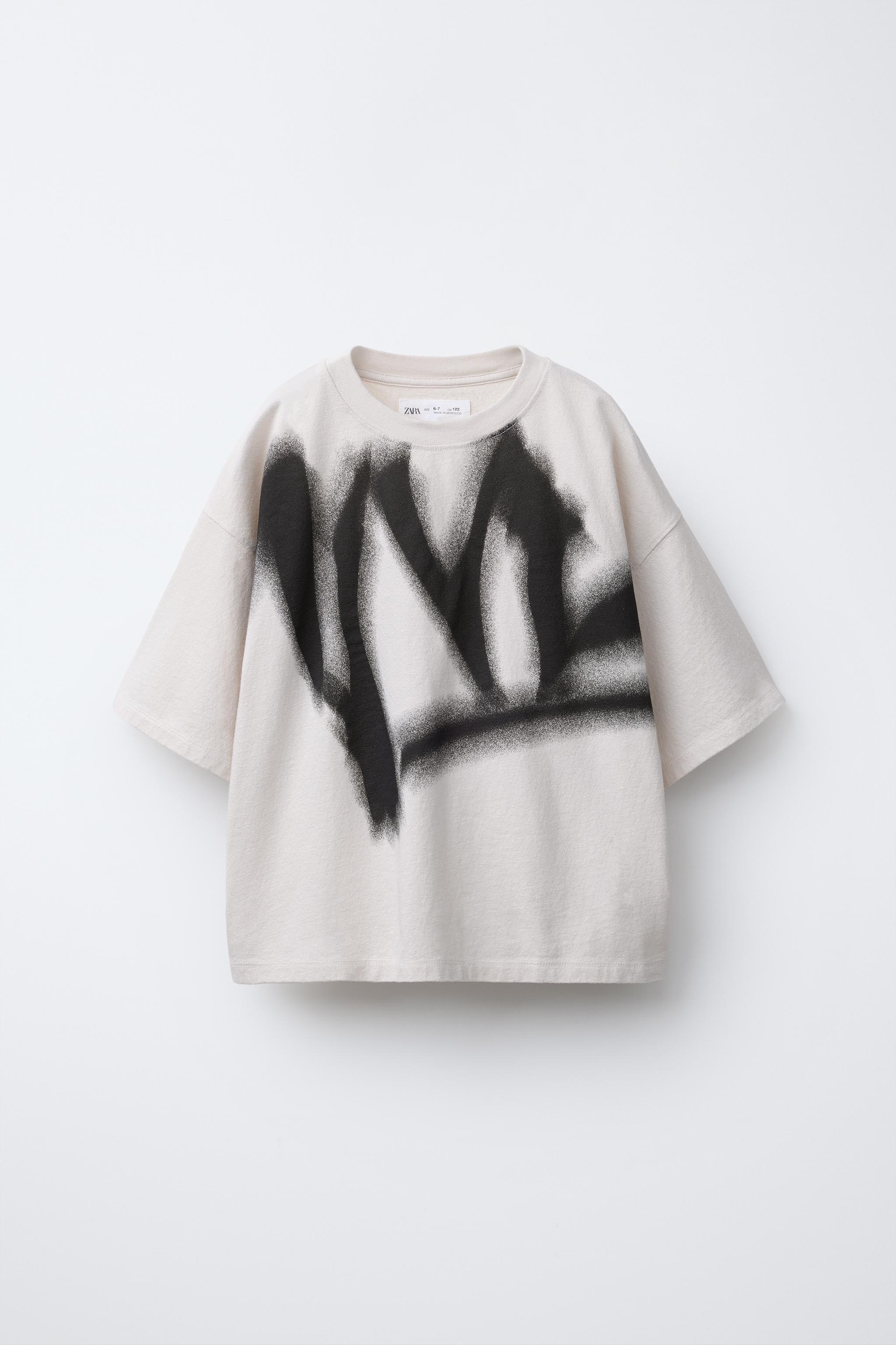 GRAFFITI PRINT T-SHIRT - Stone | ZARA United States