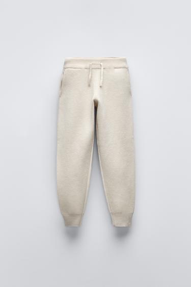 KNIT JOGGING TROUSERS - Oyster-white by Zara