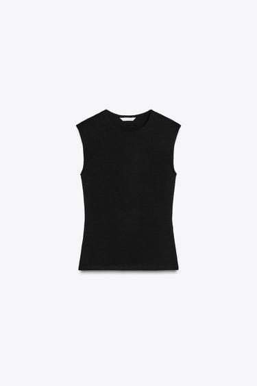 SLEEVELESS KNIT TOP - Black by Zara
