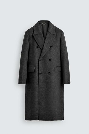 Zara DOUBLE-BREASTED WOOL COAT - Gray marl