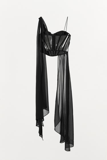 DRAPED COMBINATION CORSET TOP - Black by Zara - Image 4