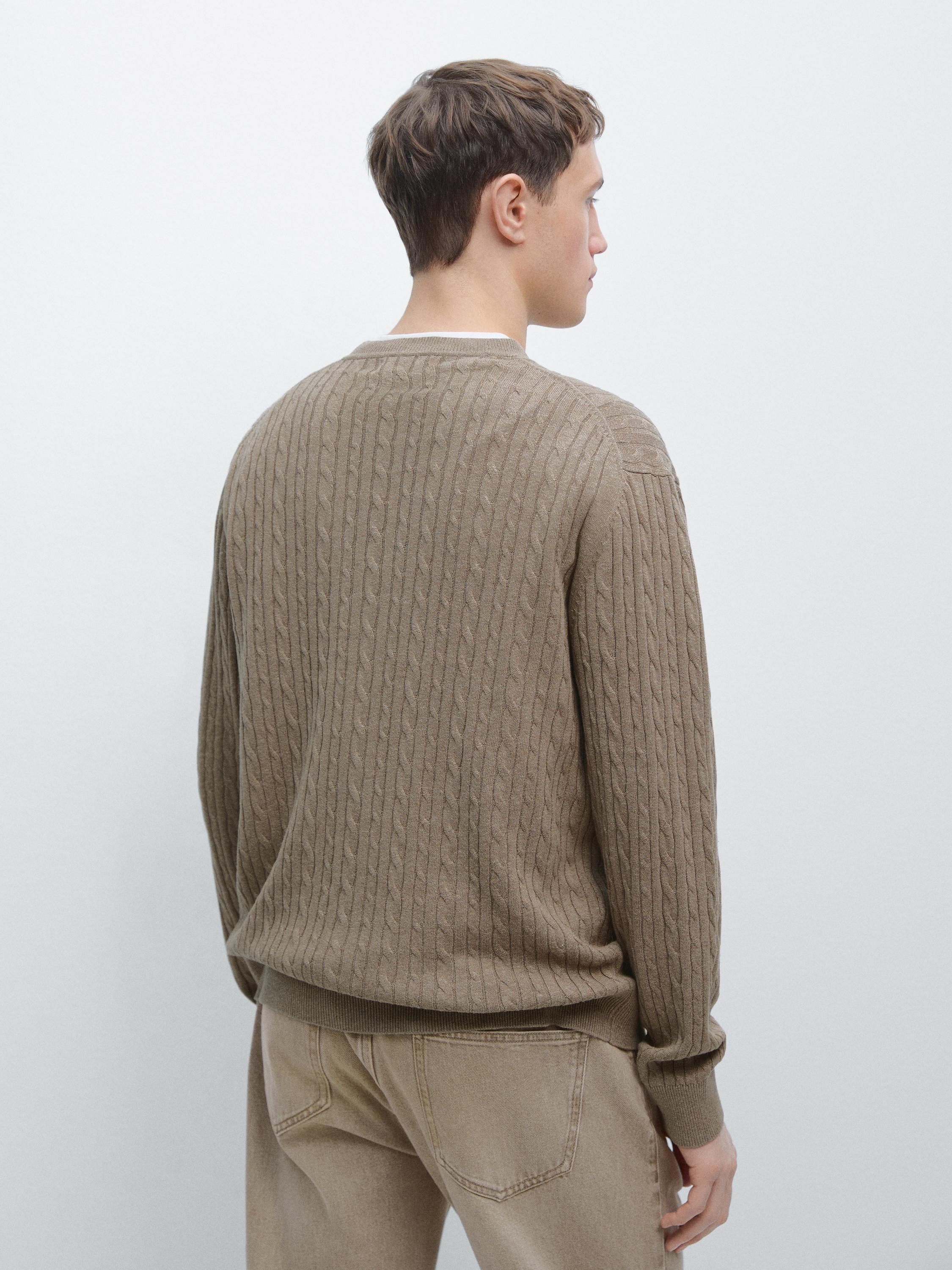 Cotton blend cable-knit sweater