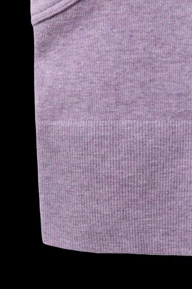 SLOGAN SEAMLESS CROP TOP - Mauve marl by Zara