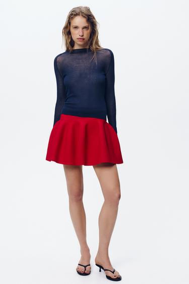 KNIT MINI SKIRT - Bright red by Zara - Image 0
