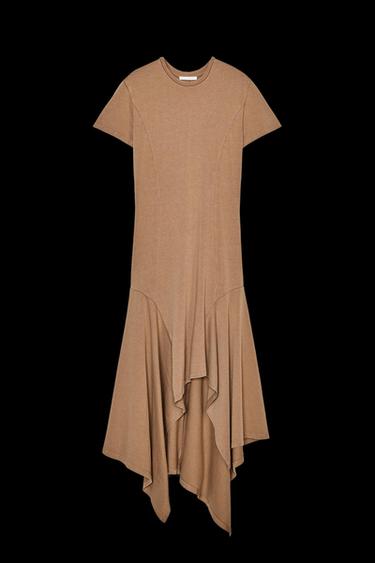 ASYMMETRISCHES GEWÄSCHENES KLEID - Dunkles Rostbraun von Zara - Bild 0